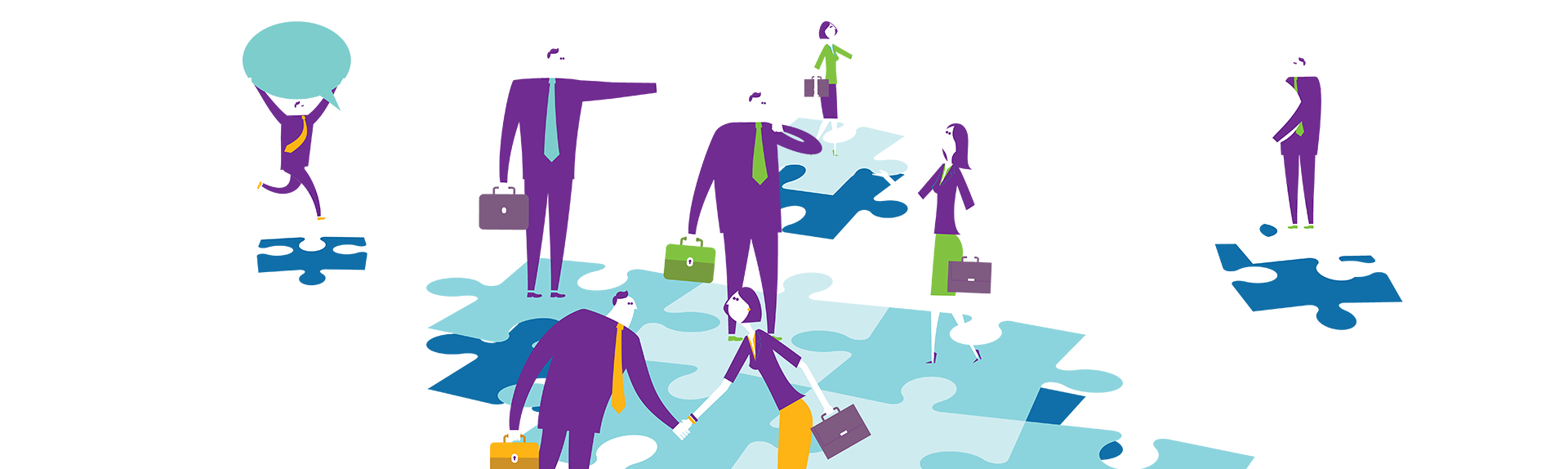 illustration people on jigsaw